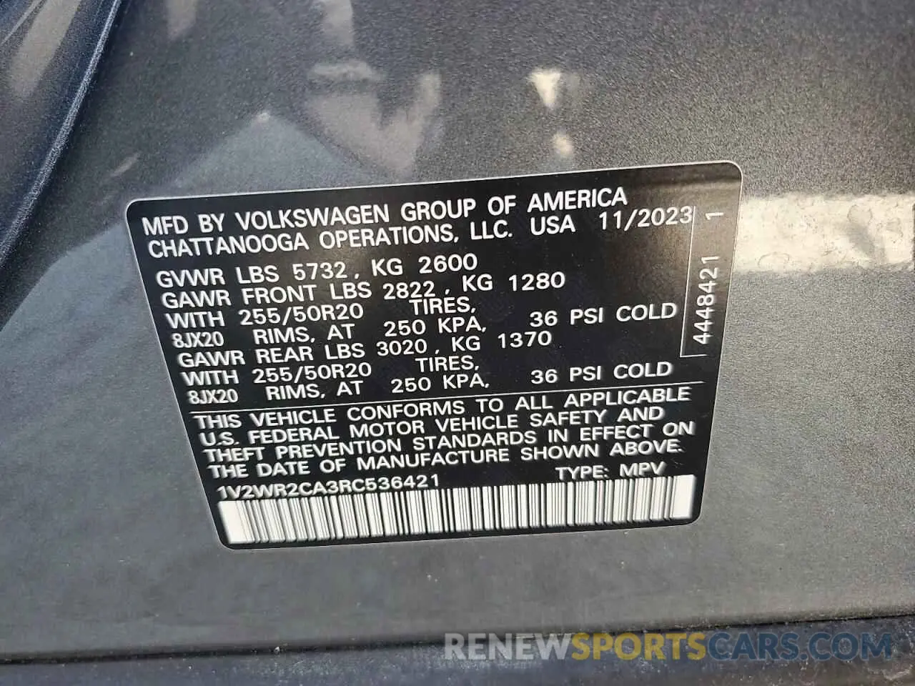 13 fotografías del automóvil dañado 1V2WR2CA3RC536421 VOLKSWAGEN ATLAS 2024