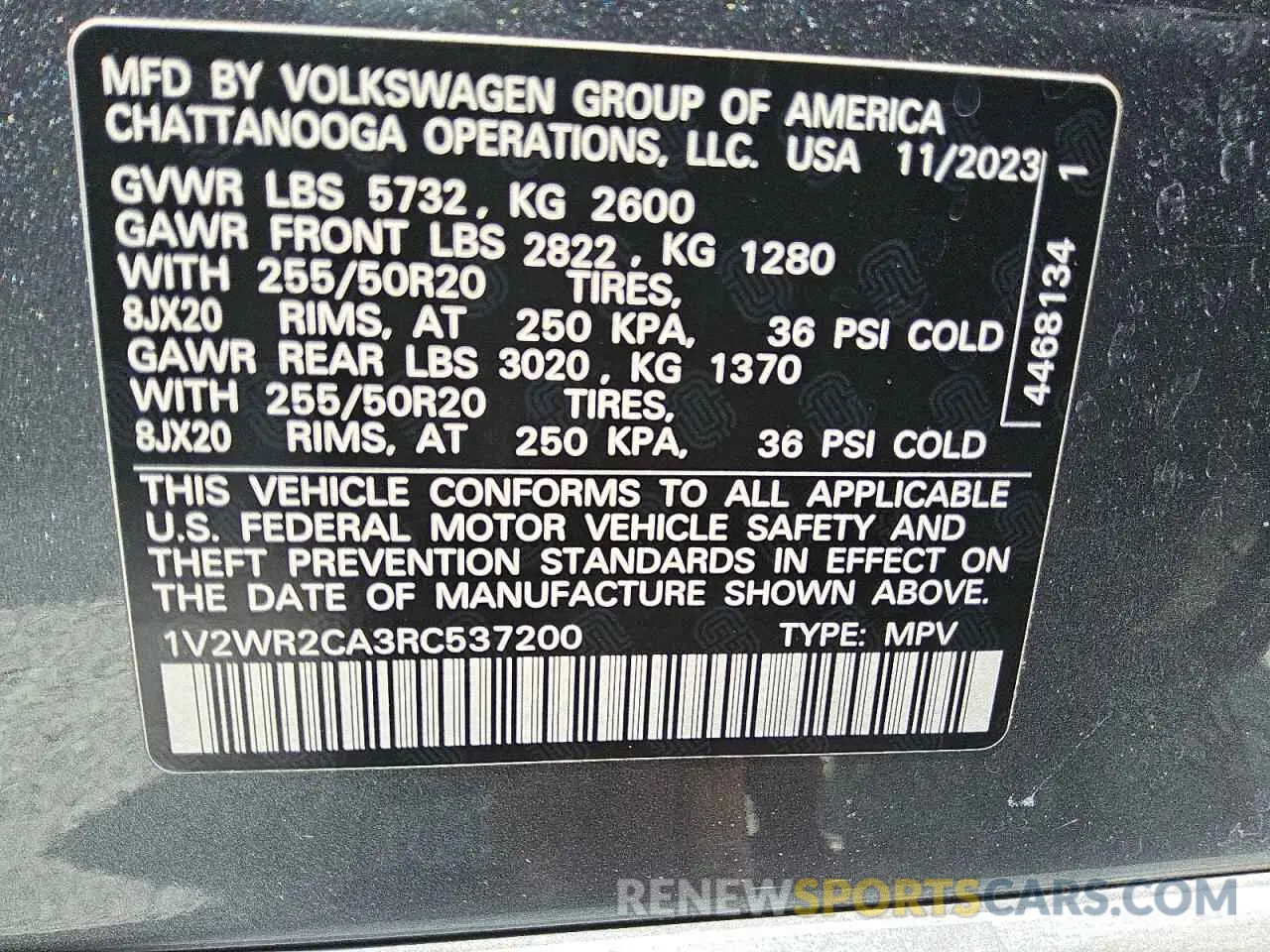 13 fotografías del automóvil dañado 1V2WR2CA3RC537200 VOLKSWAGEN ATLAS 2024