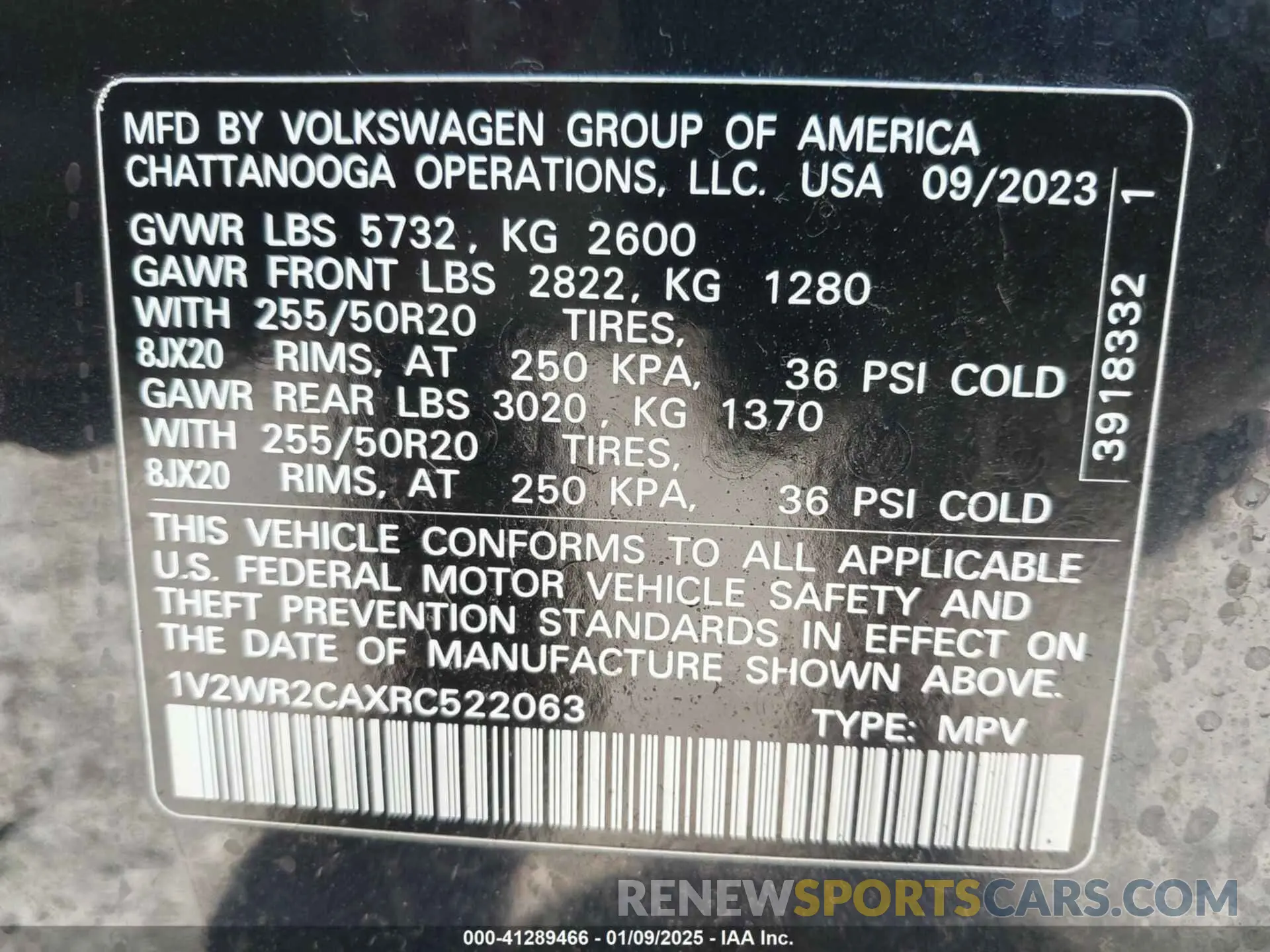 9 fotografías del automóvil dañado 1V2WR2CAXRC522063 VOLKSWAGEN ATLAS 2024