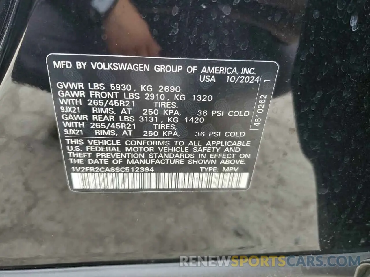 13 fotografías del automóvil dañado 1V2FR2CA8SC512394 VOLKSWAGEN ATLAS 2025