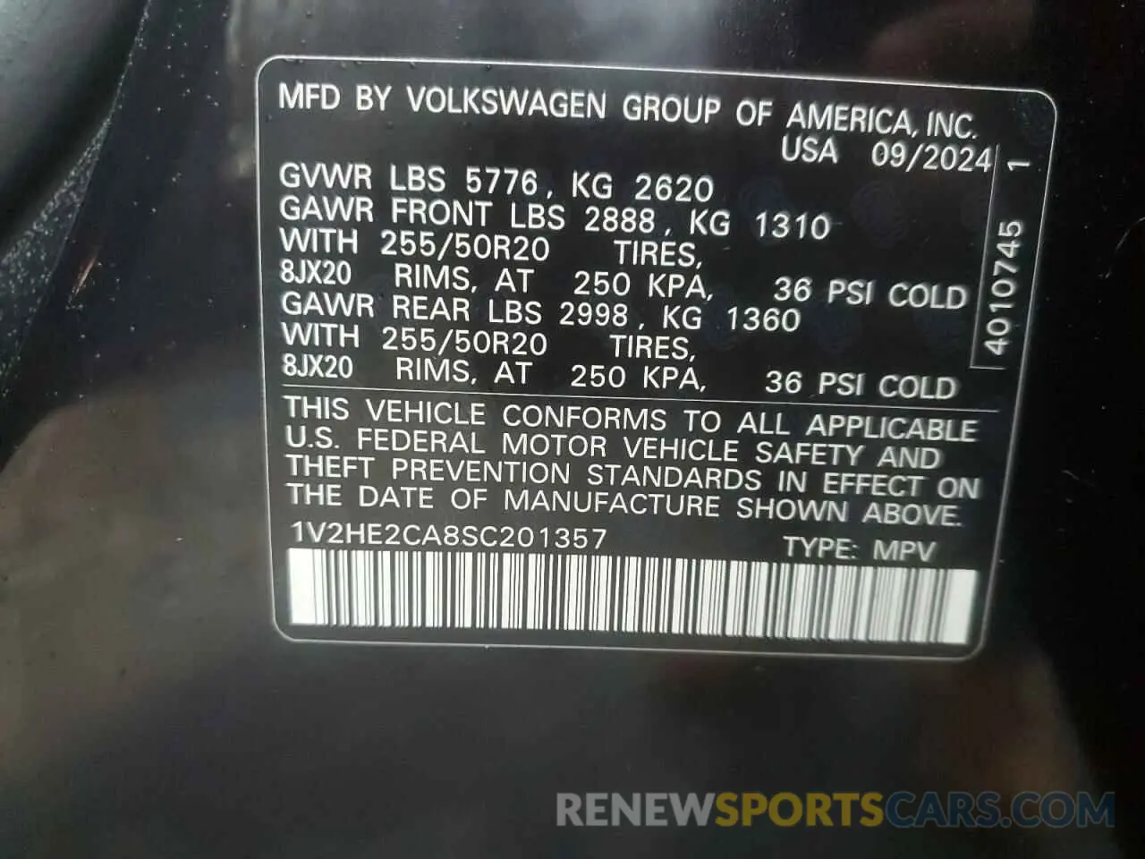 14 fotografías del automóvil dañado 1V2HE2CA8SC201357 VOLKSWAGEN ATLAS 2025
