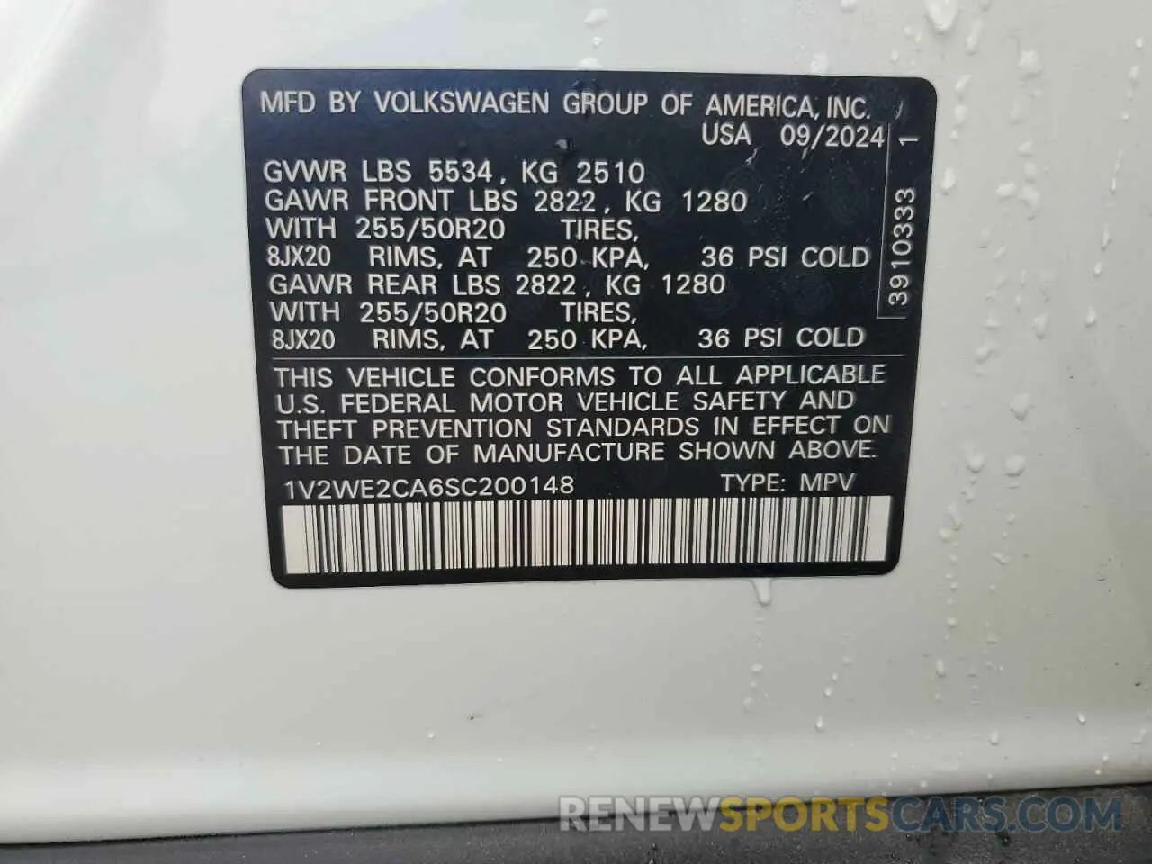13 fotografías del automóvil dañado 1V2WE2CA6SC200148 VOLKSWAGEN ATLAS 2025