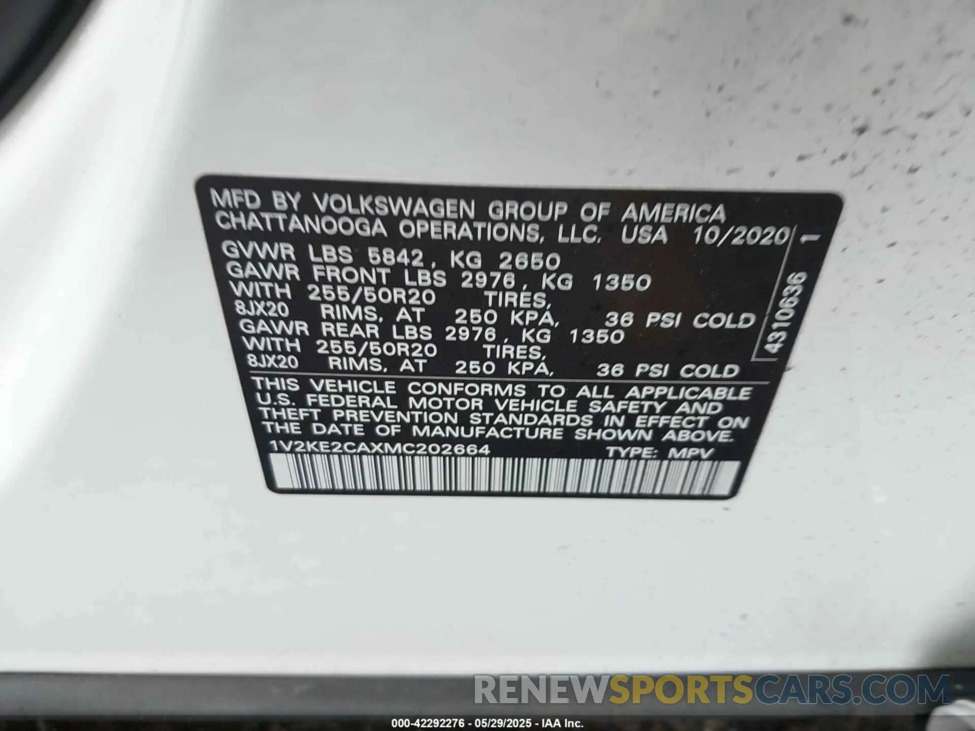 9 fotografías del automóvil dañado 1V2KE2CAXMC202664 VOLKSWAGEN ATLAS CROSS SPORT 2021