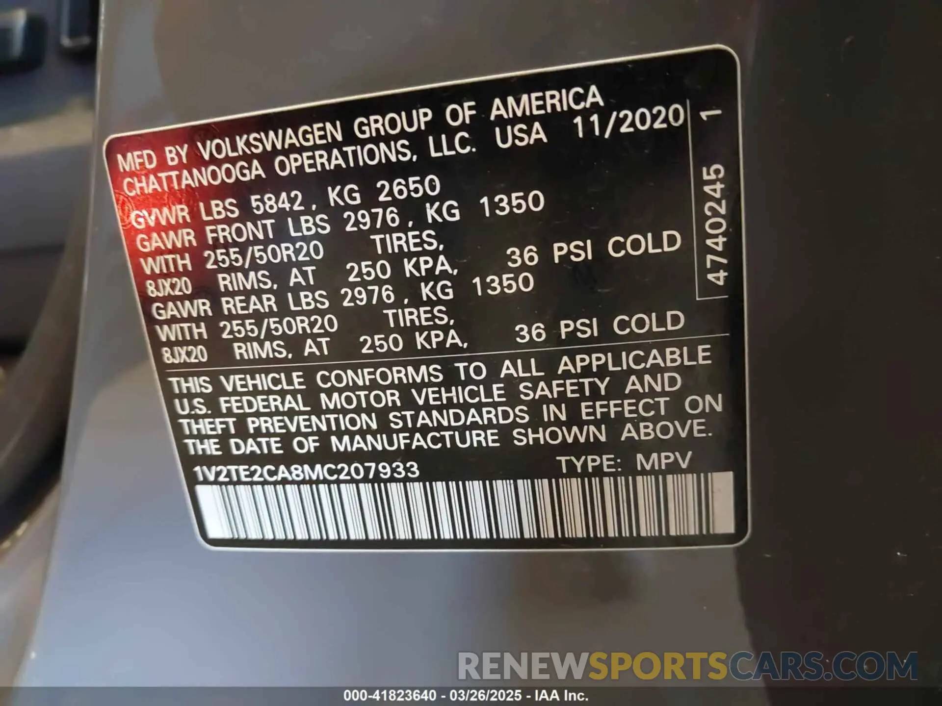 9 fotografías del automóvil dañado 1V2TE2CA8MC207933 VOLKSWAGEN ATLAS CROSS SPORT 2021