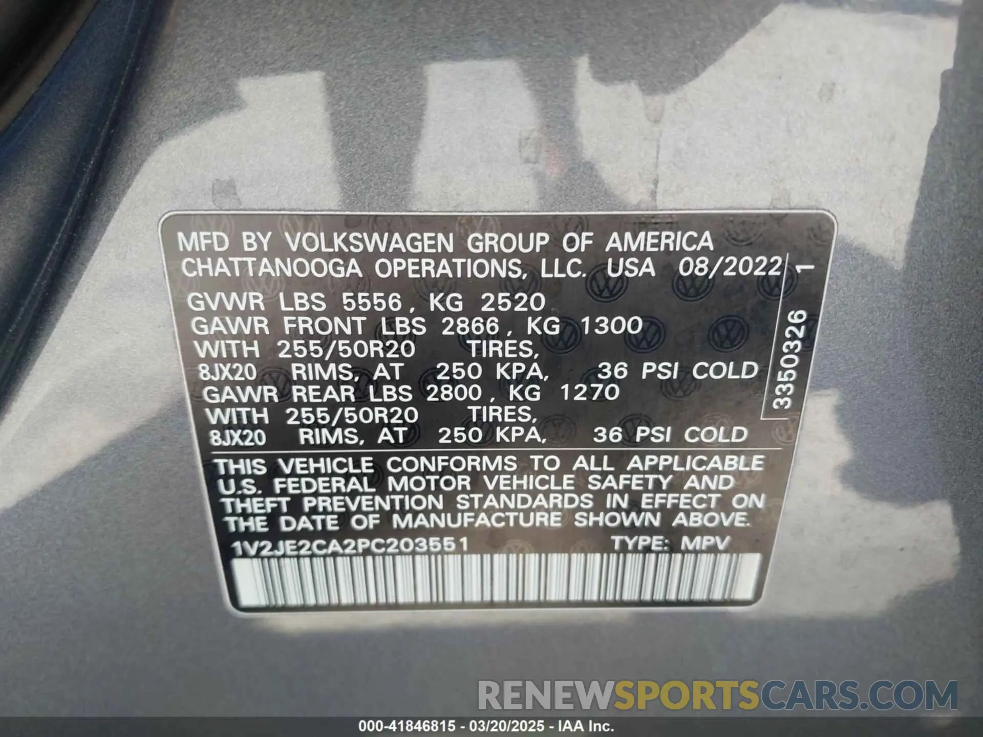 9 fotografías del automóvil dañado 1V2JE2CA2PC203551 VOLKSWAGEN ATLAS CROSS SPORT 2023