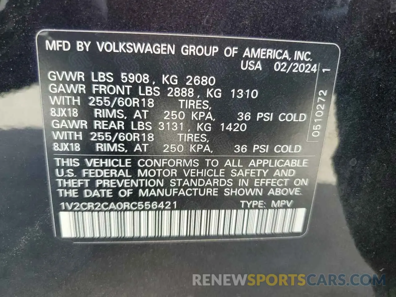 13 fotografías del automóvil dañado 1V2CR2CA0RC556421 VOLKSWAGEN ATLAS PEAK 2024