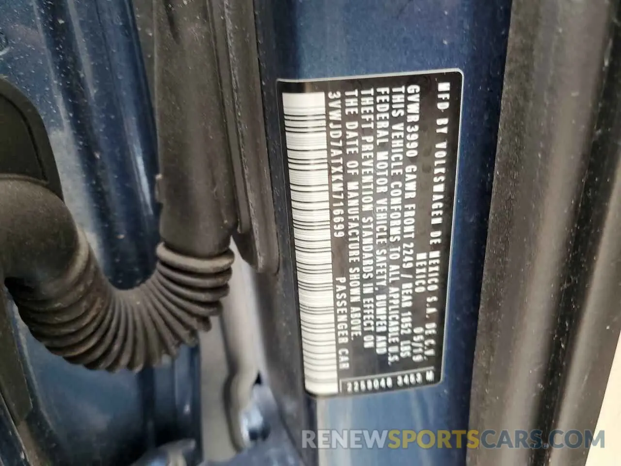 12 fotografías del automóvil dañado 3VWJD7ATXKM716699 VOLKSWAGEN BEETLE 2019