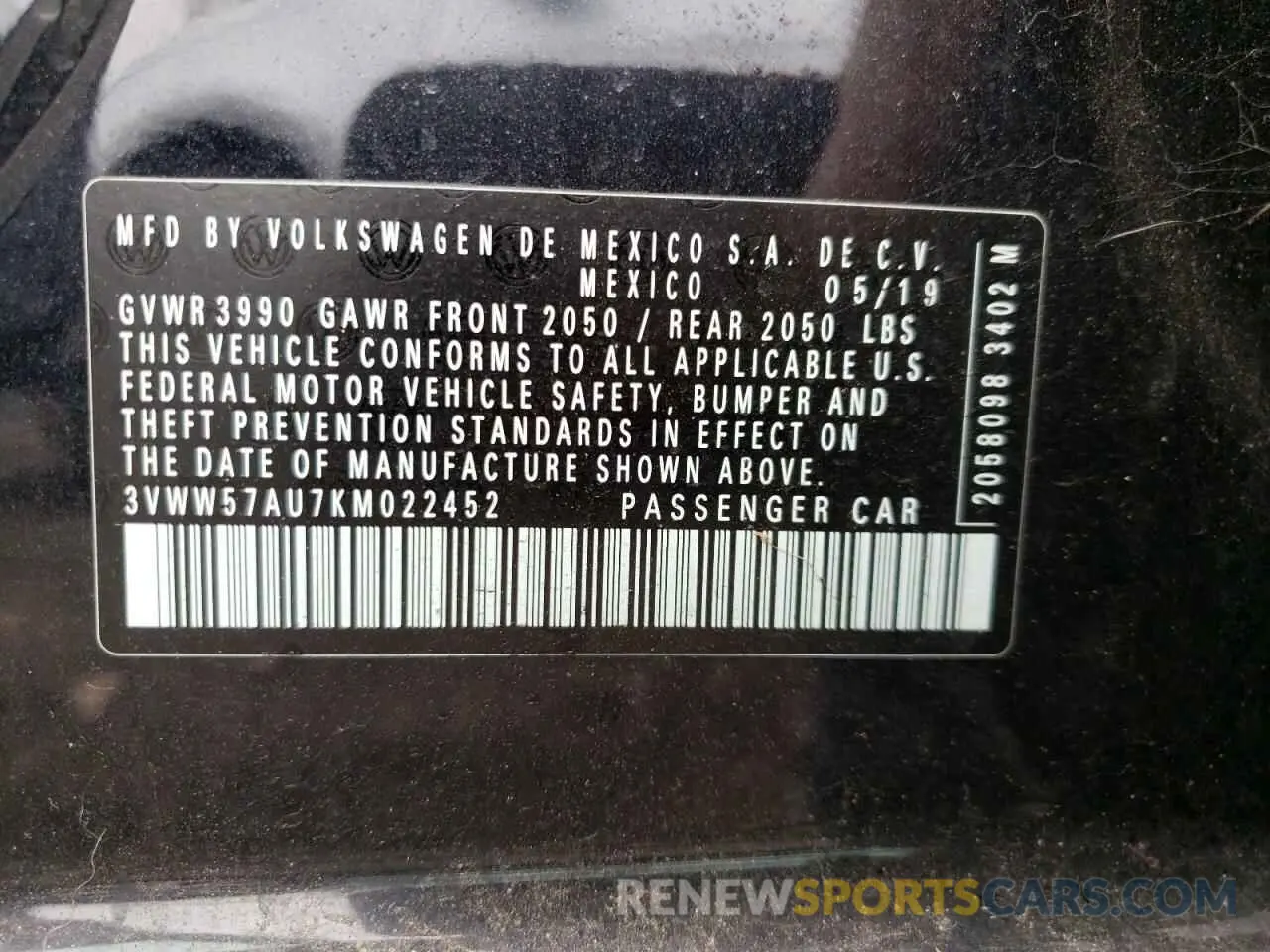 13 fotografías del automóvil dañado 3VWW57AU7KM022452 VOLKSWAGEN GOLF 2019