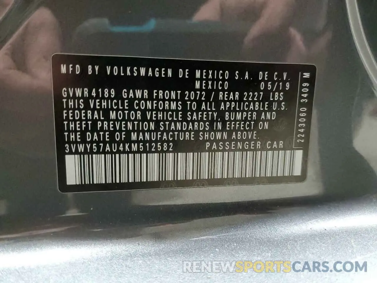 12 fotografías del automóvil dañado 3VWY57AU4KM512582 VOLKSWAGEN GOLF 2019