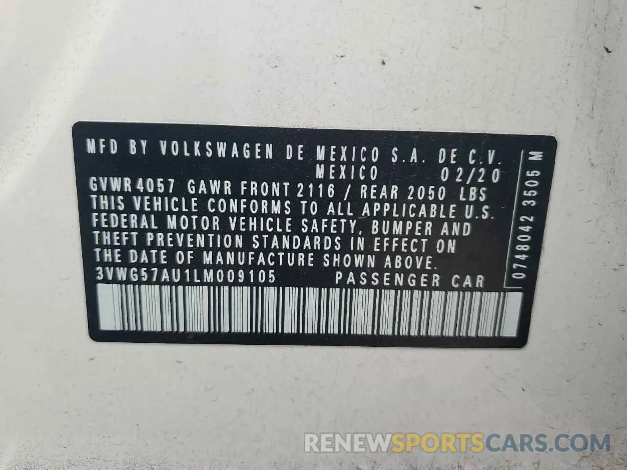 15 fotografías del automóvil dañado 3VWG57AU1LM009105 VOLKSWAGEN GOLF 2020