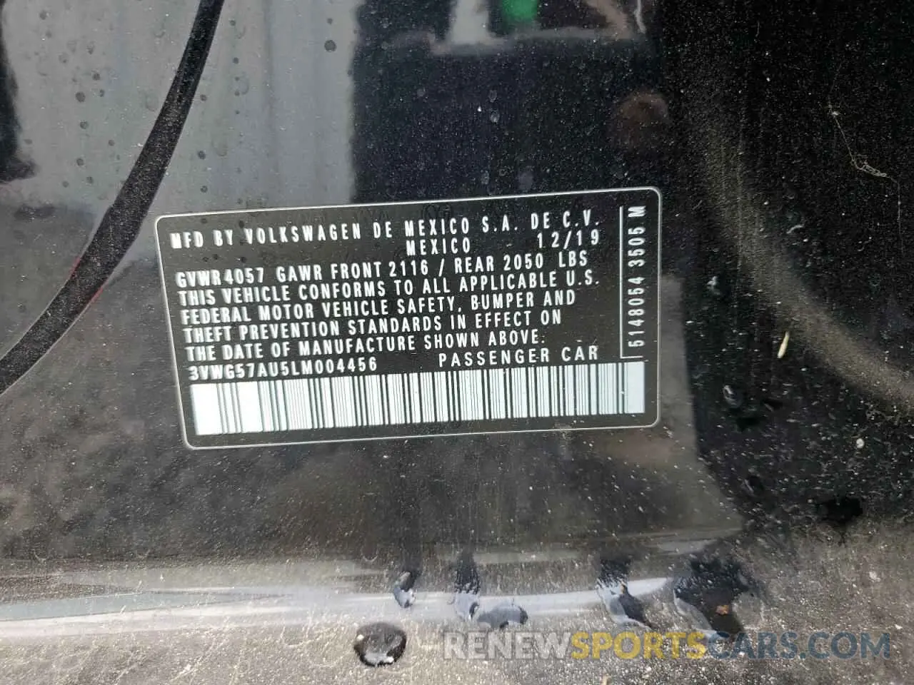 12 fotografías del automóvil dañado 3VWG57AU5LM004456 VOLKSWAGEN GOLF 2020