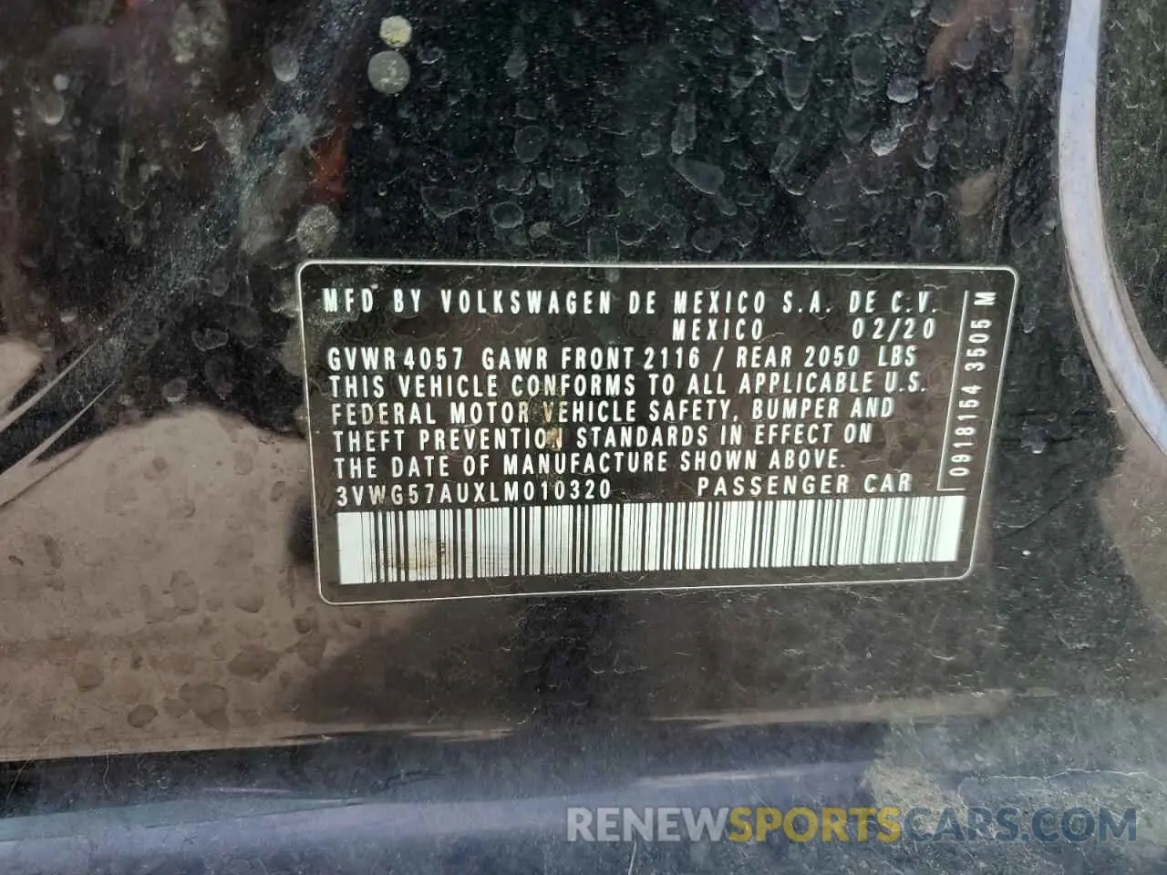 13 fotografías del automóvil dañado 3VWG57AUXLM010320 VOLKSWAGEN GOLF 2020