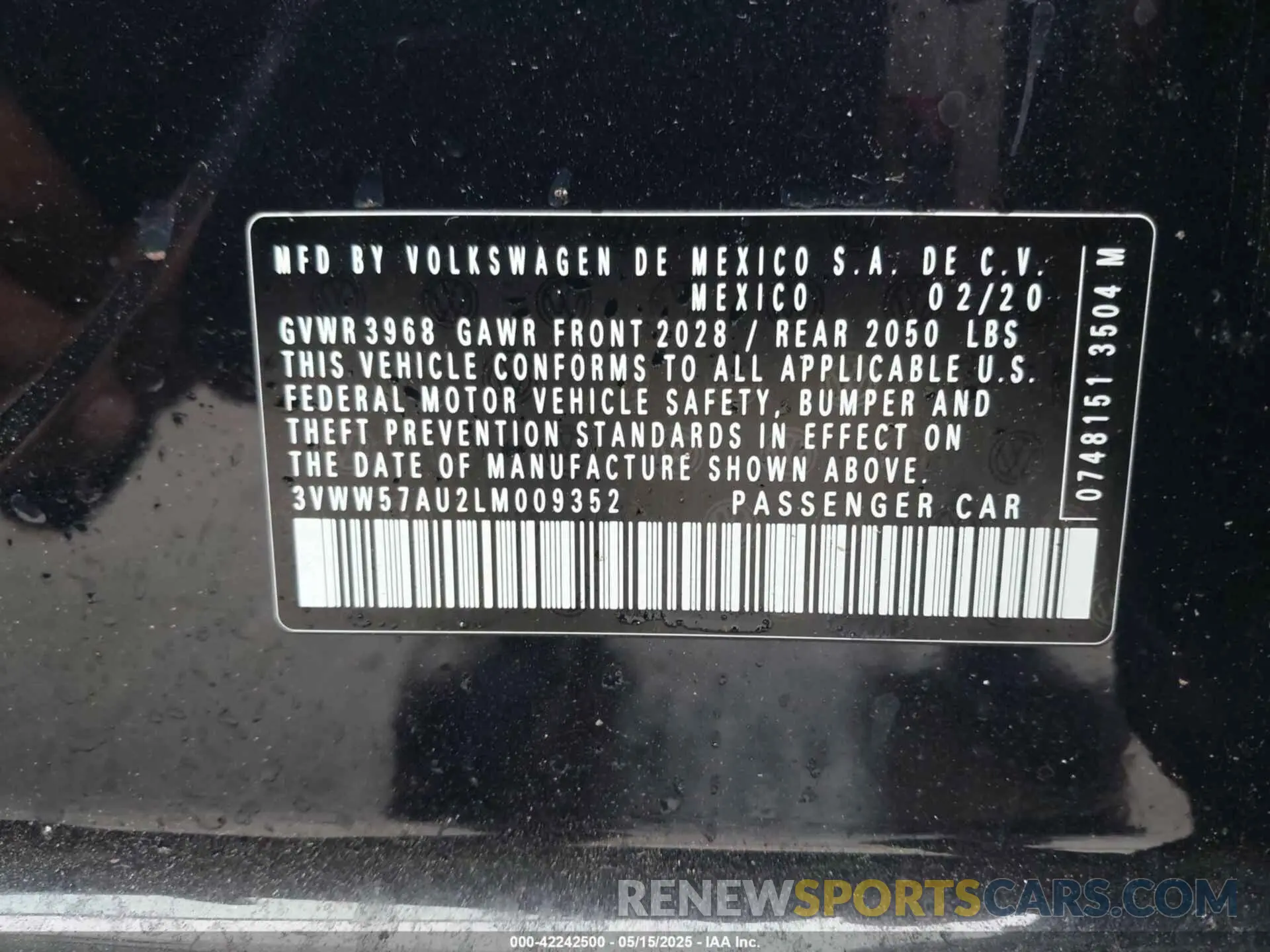 9 fotografías del automóvil dañado 3VWW57AU2LM009352 VOLKSWAGEN GOLF 2020
