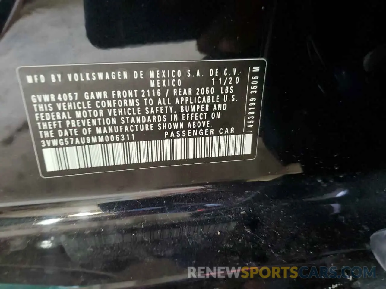 12 fotografías del automóvil dañado 3VWG57AU9MM006311 VOLKSWAGEN GOLF 2021