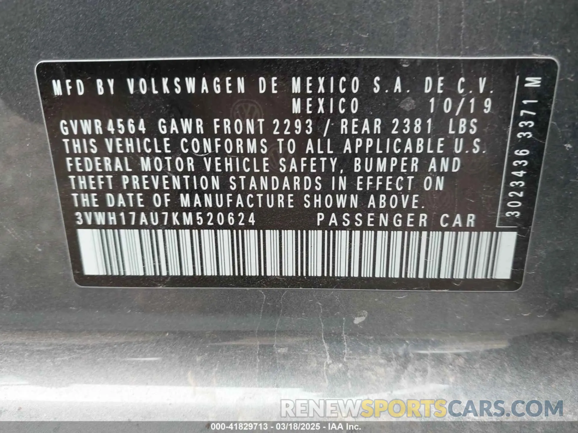 9 fotografías del automóvil dañado 3VWH17AU7KM520624 VOLKSWAGEN GOLF ALLTRACK 2019