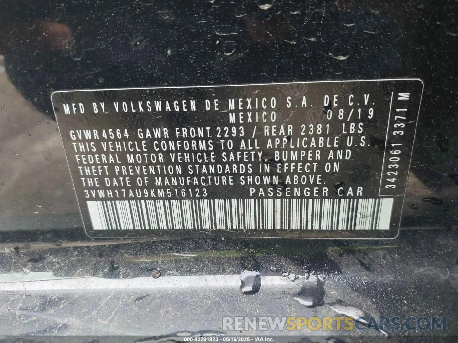 9 fotografías del automóvil dañado 3VWH17AU9KM516123 VOLKSWAGEN GOLF ALLTRACK 2019