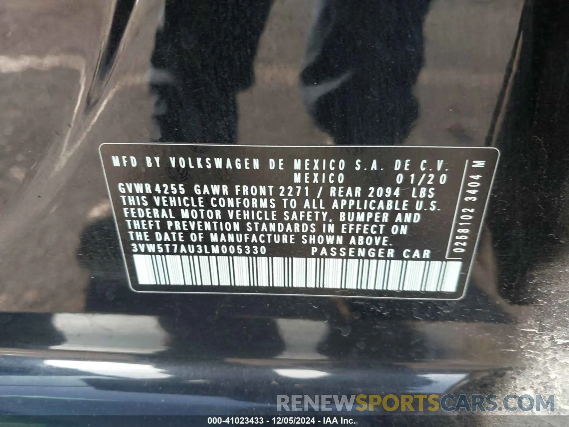 7 fotografías del automóvil dañado 3VW5T7AU3LM005330 VOLKSWAGEN GOLF GTI 2020