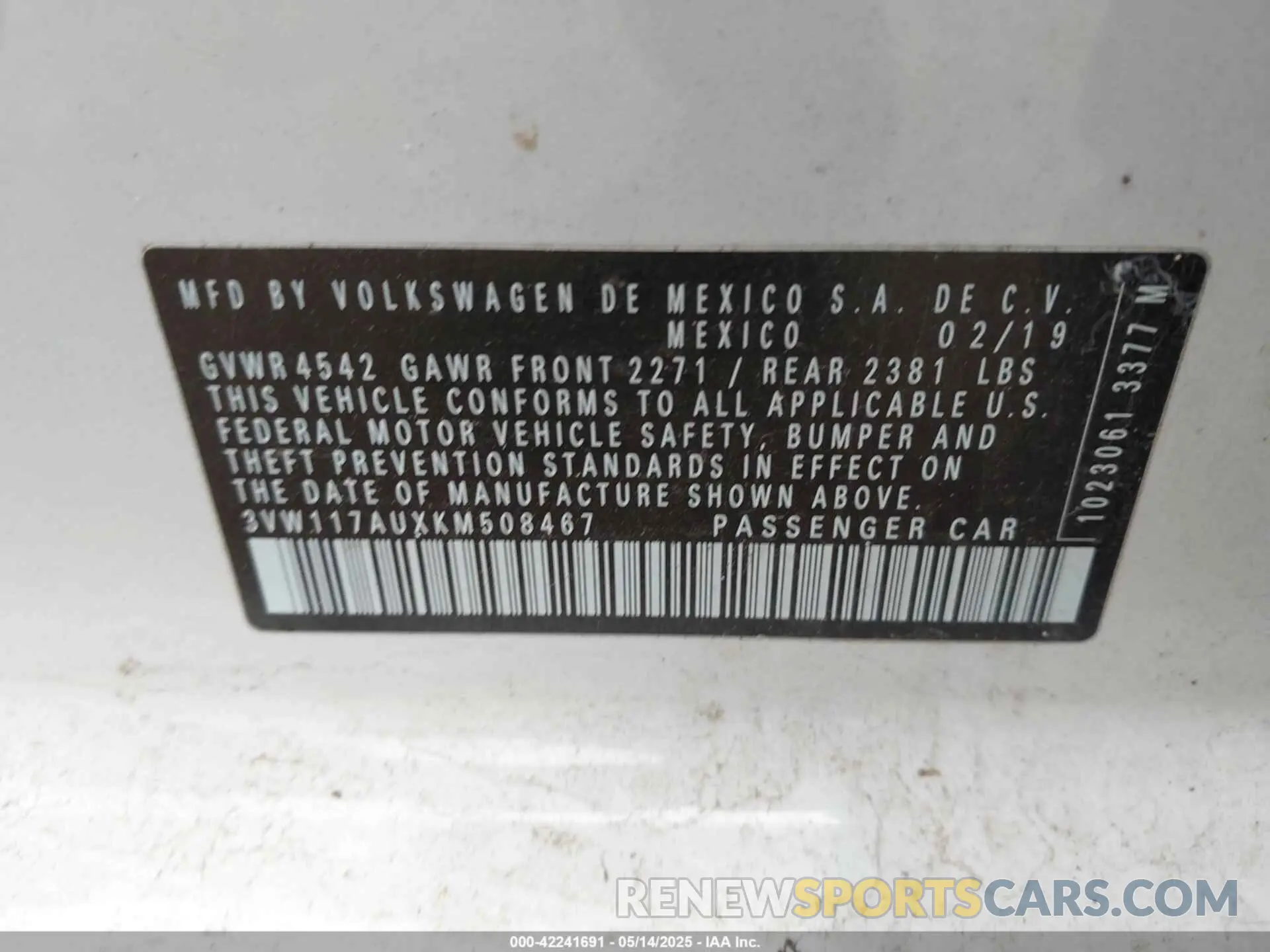 9 fotografías del automóvil dañado 3VW117AUXKM508467 VOLKSWAGEN GOLF SPORTWAGEN 2019