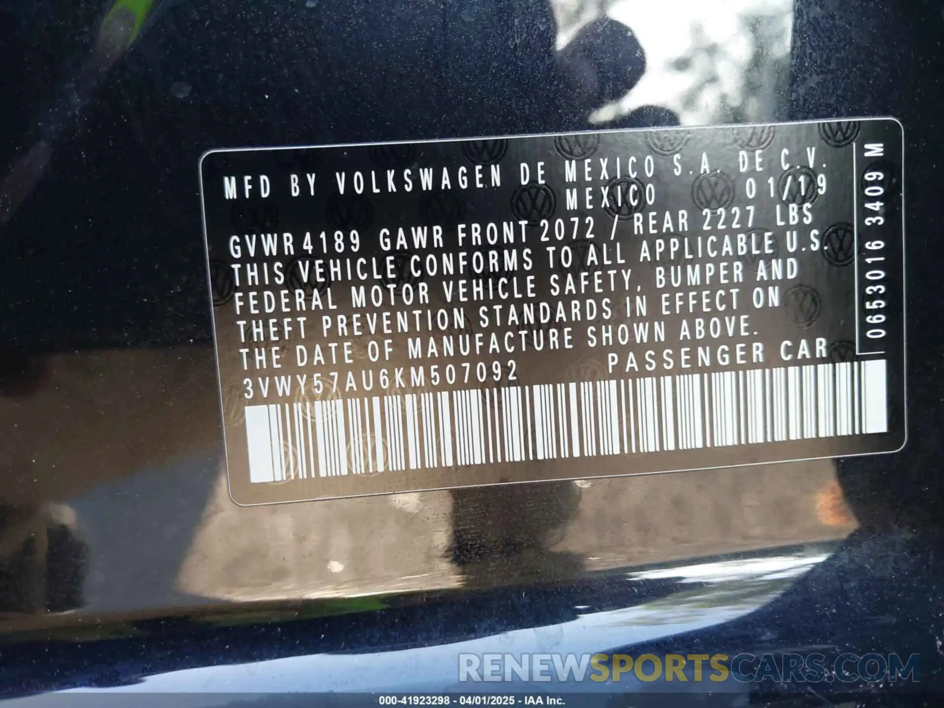 9 fotografías del automóvil dañado 3VWY57AU6KM507092 VOLKSWAGEN GOLF SPORTWAGEN 2019