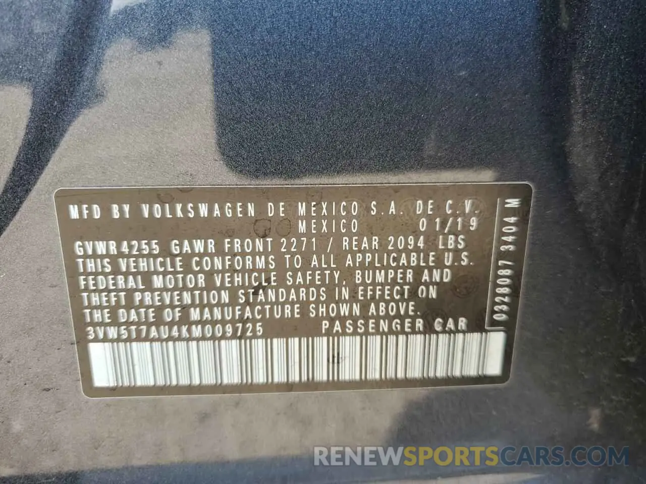 13 fotografías del automóvil dañado 3VW5T7AU4KM009725 VOLKSWAGEN GTI 2019