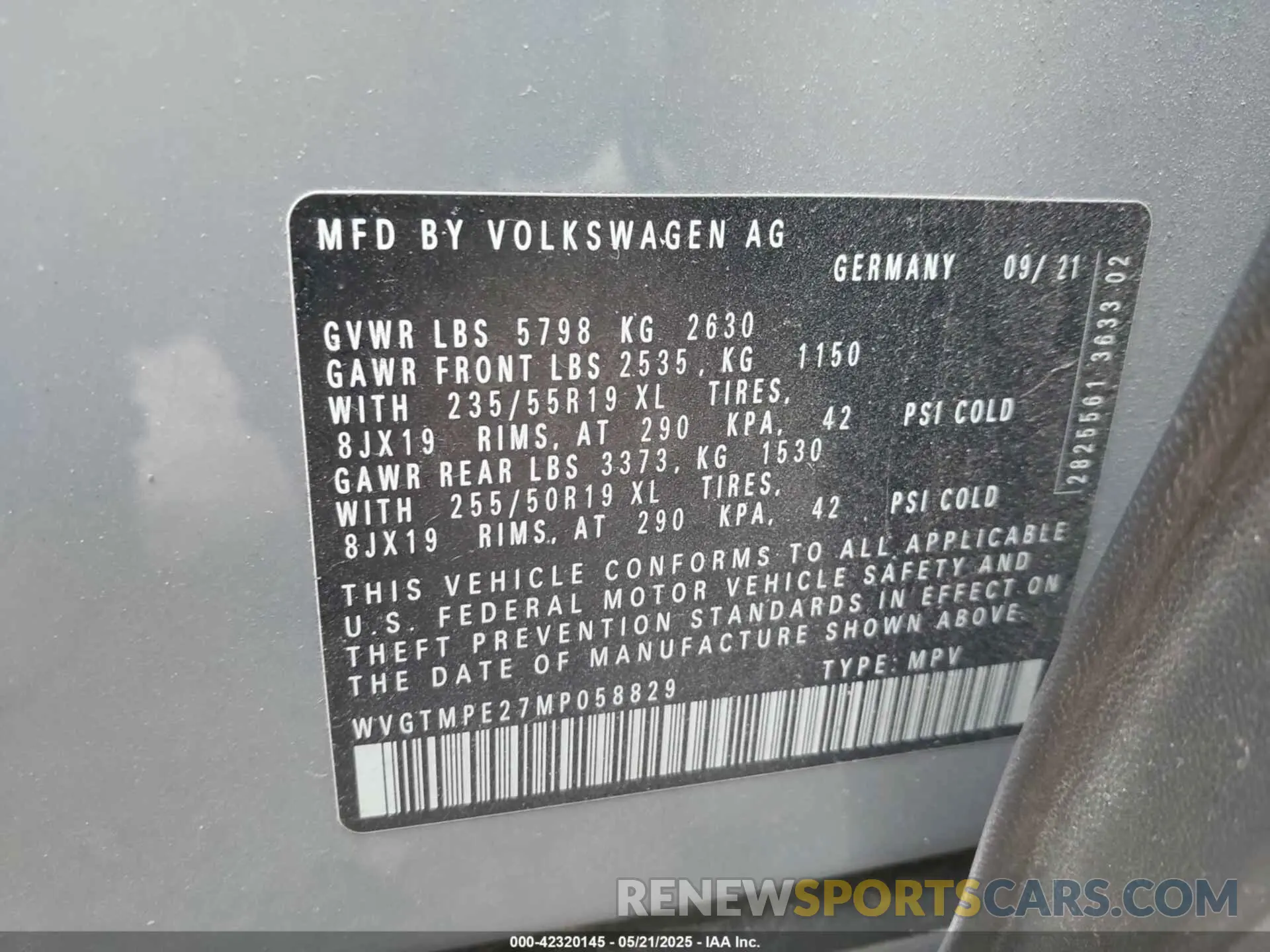 9 fotografías del automóvil dañado WVGKMPE26MP059322 VOLKSWAGEN ID.4 2021