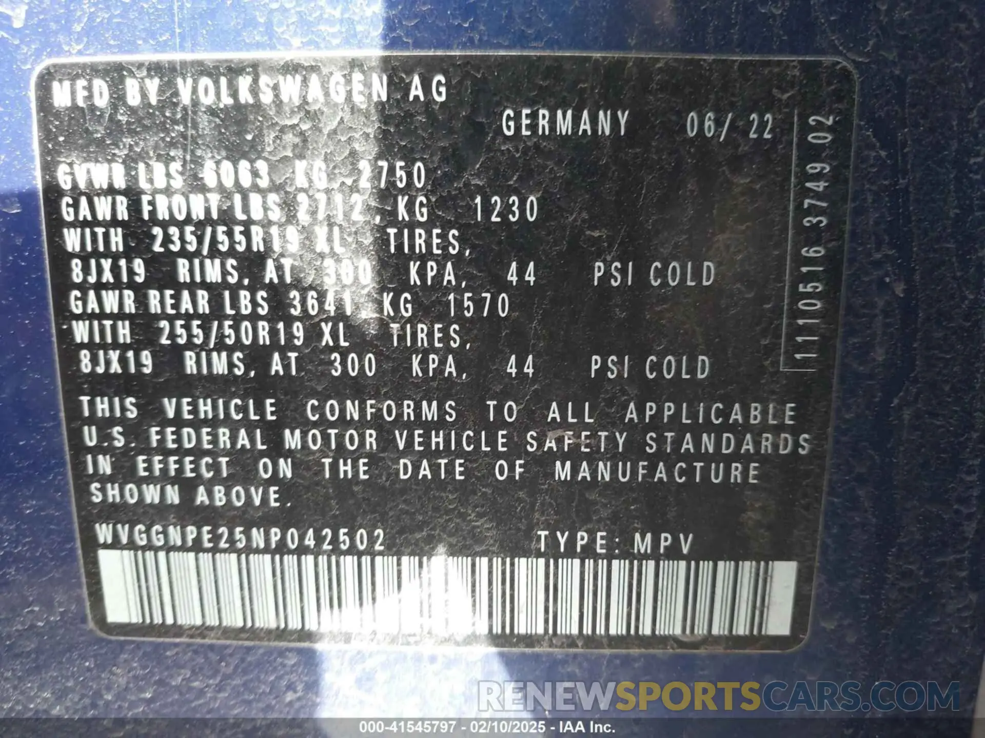 9 fotografías del automóvil dañado WVGGNPE25NP042502 VOLKSWAGEN ID.4 2022