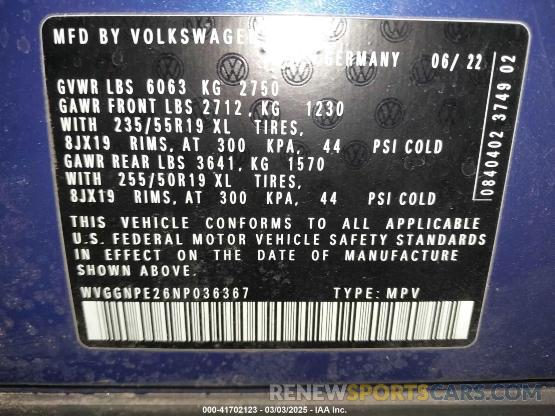 9 fotografías del automóvil dañado WVGGNPE26NP036367 VOLKSWAGEN ID.4 2022