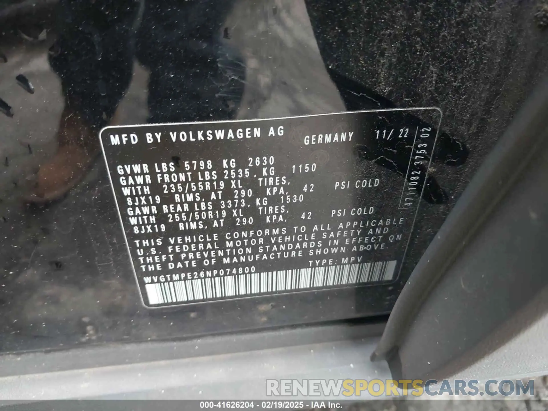 9 fotografías del automóvil dañado WVGTMPE26NP074800 VOLKSWAGEN ID.4 2022