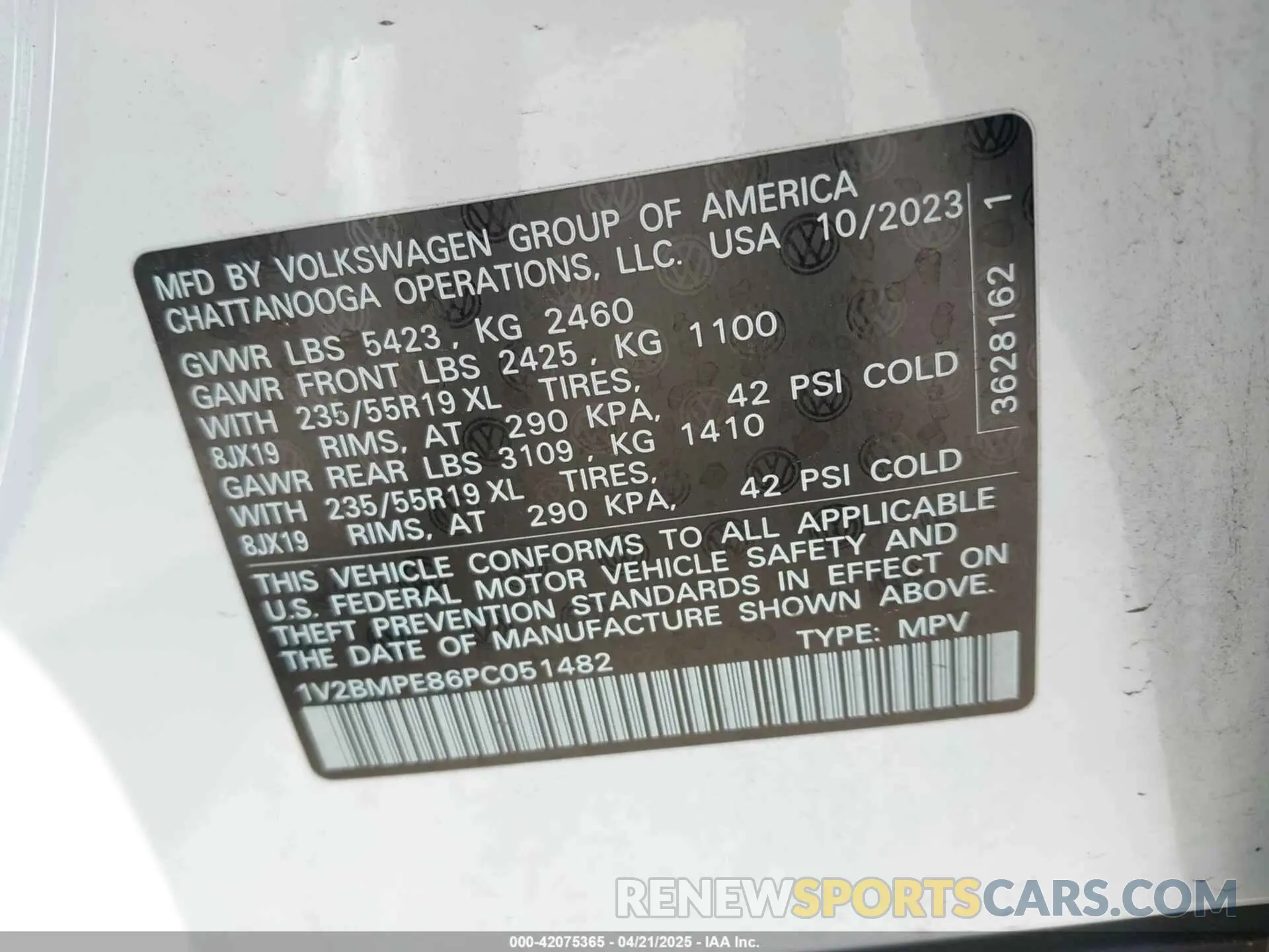 9 fotografías del automóvil dañado 1V2BMPE86PC051482 VOLKSWAGEN ID.4 2023