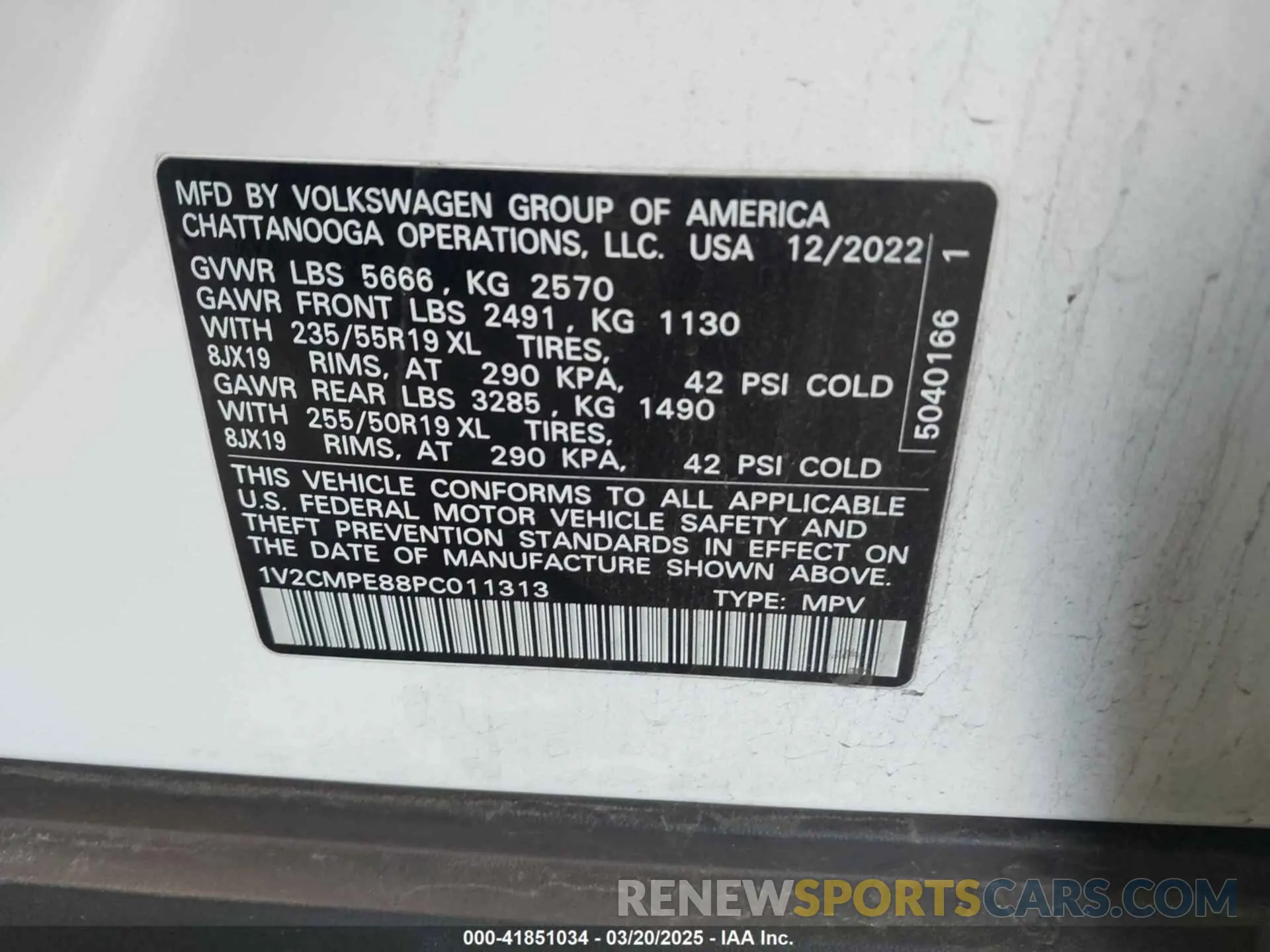9 fotografías del automóvil dañado 1V2CMPE88PC011313 VOLKSWAGEN ID.4 2023