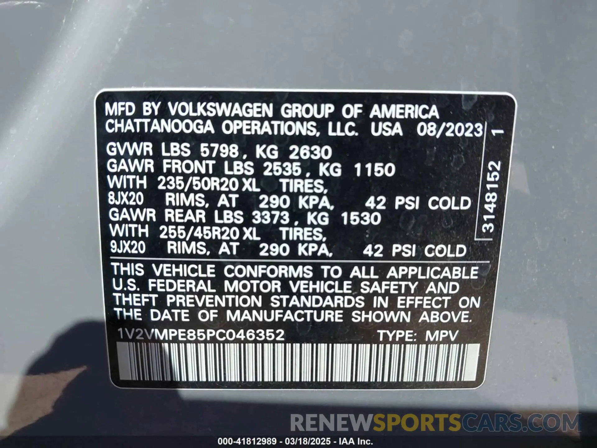 9 fotografías del automóvil dañado 1V2VMPE85PC046352 VOLKSWAGEN ID.4 2023