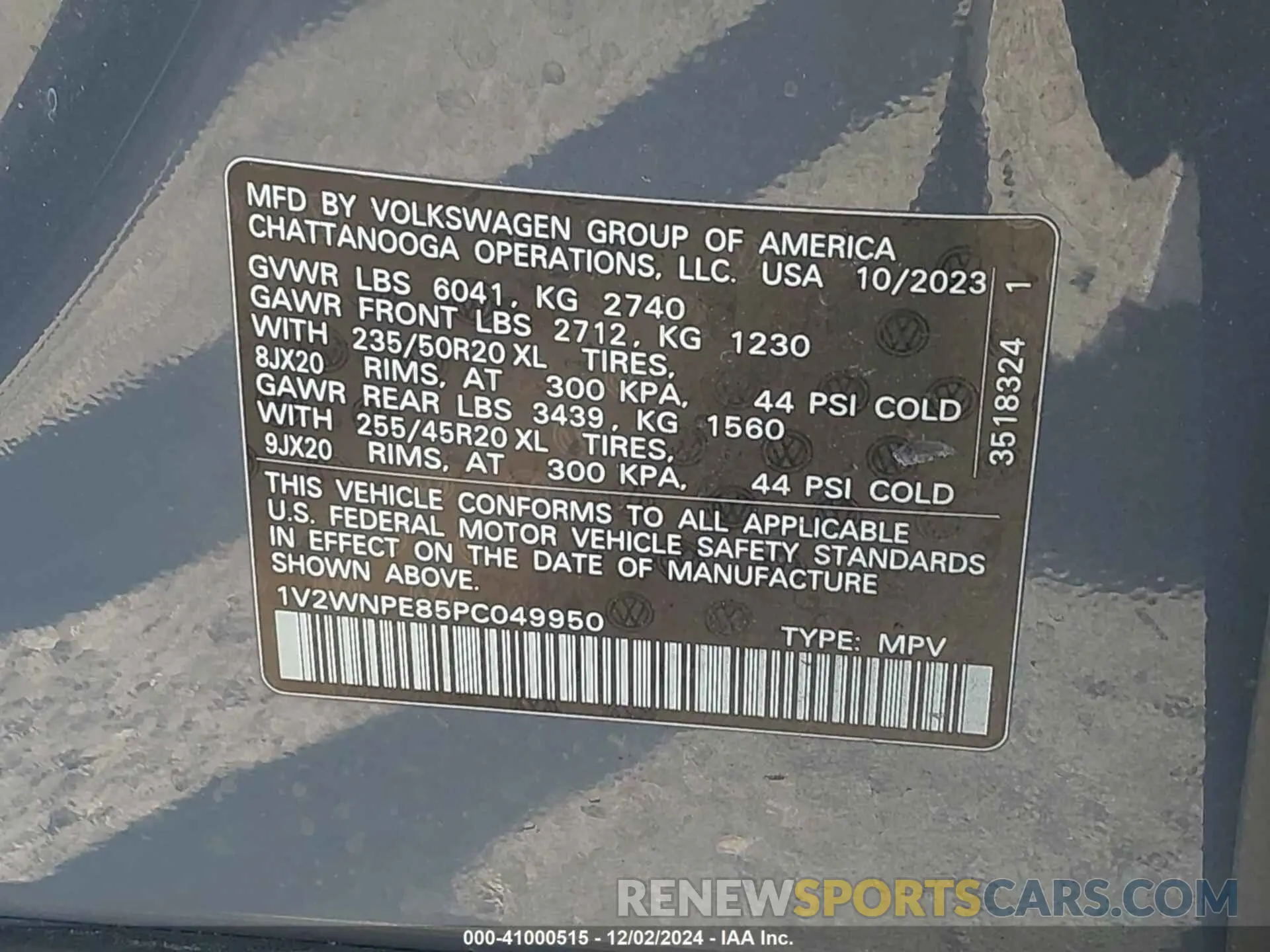 9 fotografías del automóvil dañado 1V2WNPE85PC049950 VOLKSWAGEN ID.4 2023