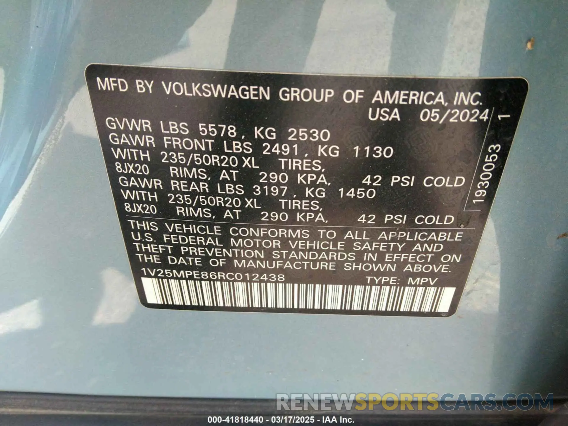 9 fotografías del automóvil dañado 1V25MPE86RC012438 VOLKSWAGEN ID.4 2024