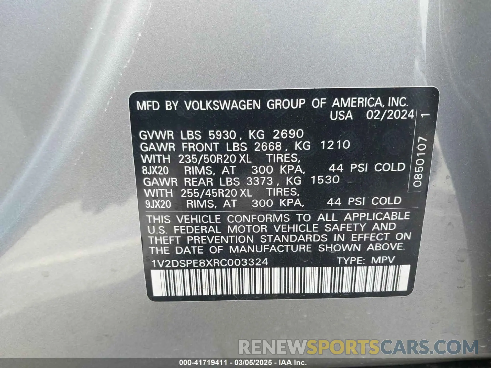 9 fotografías del automóvil dañado 1V2DSPE8XRC003324 VOLKSWAGEN ID.4 2024