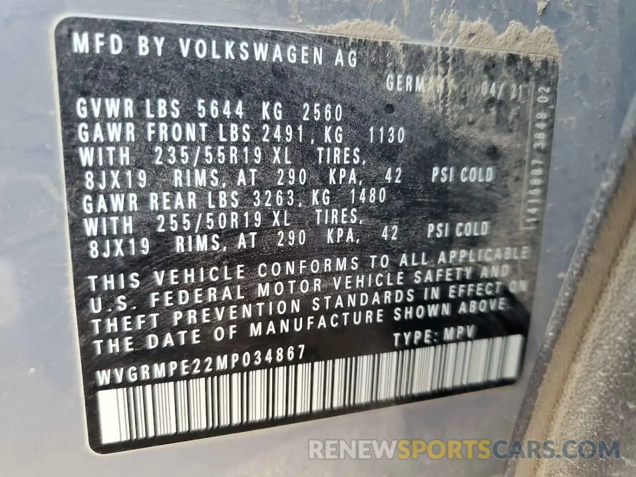 13 fotografías del automóvil dañado WVGRMPE22MP034867 VOLKSWAGEN ID.4 PRO 2021