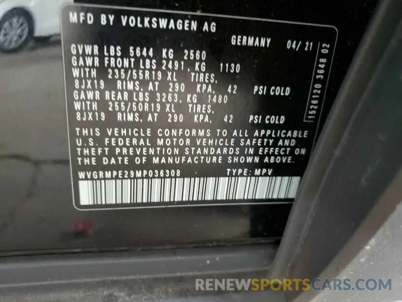 13 fotografías del automóvil dañado WVGRMPE29MP036308 VOLKSWAGEN ID.4 PRO 2021