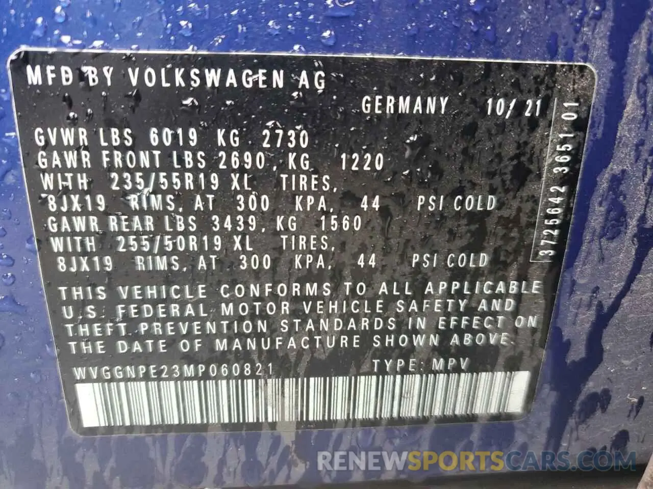 13 fotografías del automóvil dañado WVGGNPE23MP060821 VOLKSWAGEN ID.4 PRO S 2021