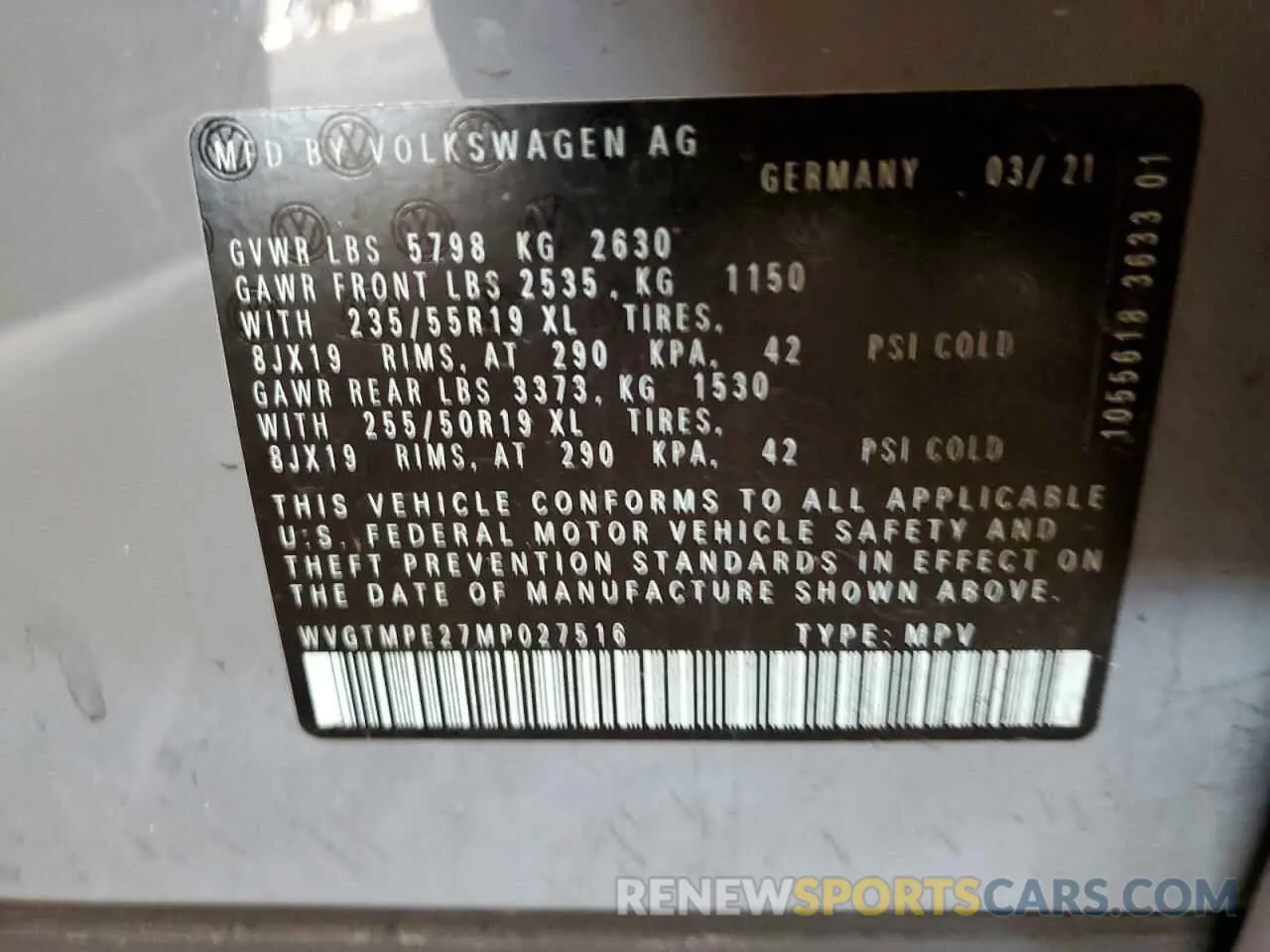 12 fotografías del automóvil dañado WVGTMPE27MP027516 VOLKSWAGEN ID.4 PRO S 2021