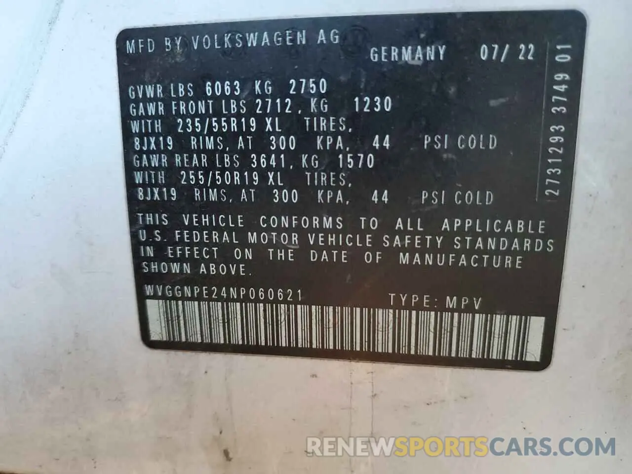 13 fotografías del automóvil dañado WVGGNPE24NP060621 VOLKSWAGEN ID.4 PRO S 2022