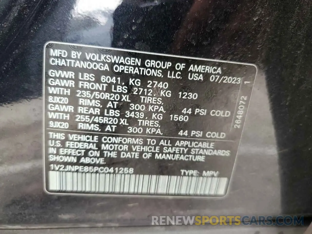 14 fotografías del automóvil dañado 1V2JNPE85PC041258 VOLKSWAGEN ID.4 PRO S 2023