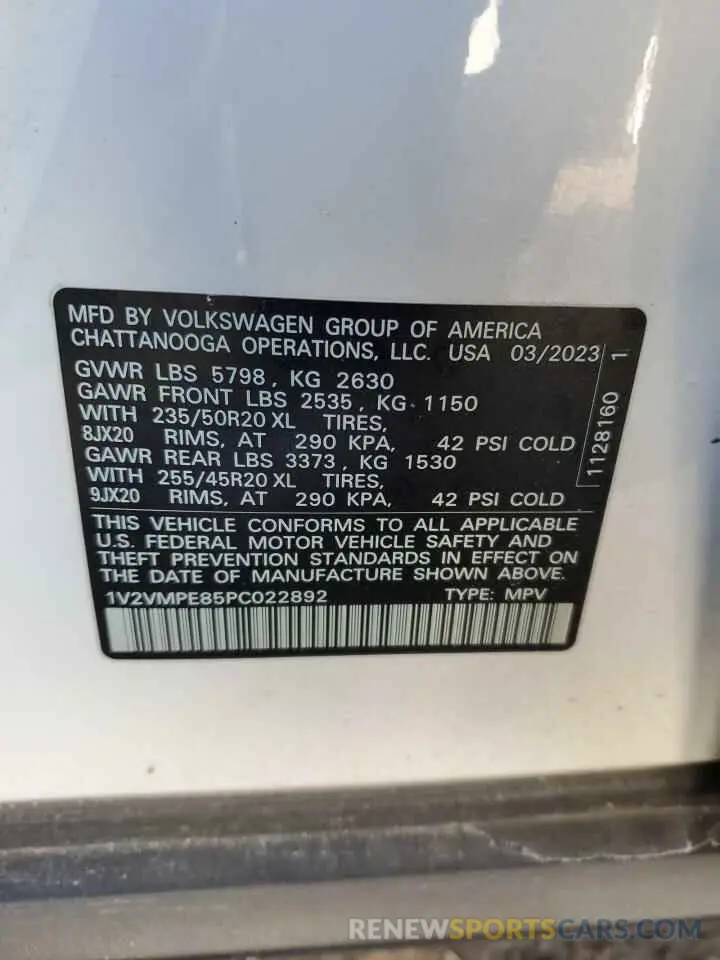 13 fotografías del automóvil dañado 1V2VMPE85PC022892 VOLKSWAGEN ID.4 PRO S 2023