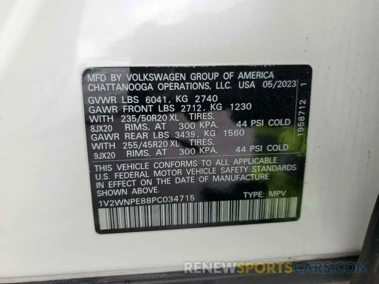 14 fotografías del automóvil dañado 1V2WNPE88PC034715 VOLKSWAGEN ID.4 PRO S 2023