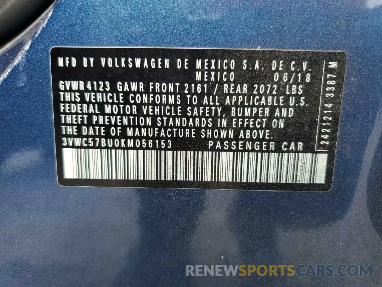 13 fotografías del automóvil dañado 3VWC57BU0KM056153 VOLKSWAGEN JETTA 2019