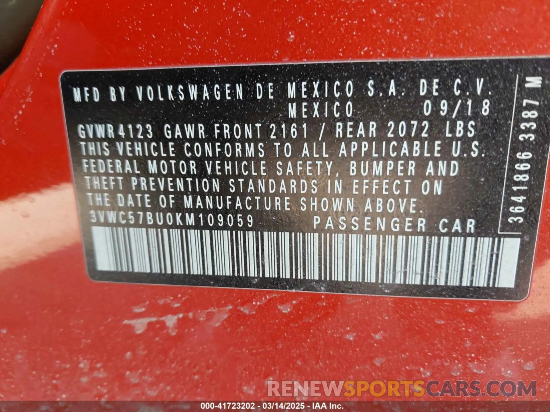 9 fotografías del automóvil dañado 3VWC57BU0KM109059 VOLKSWAGEN JETTA 2019
