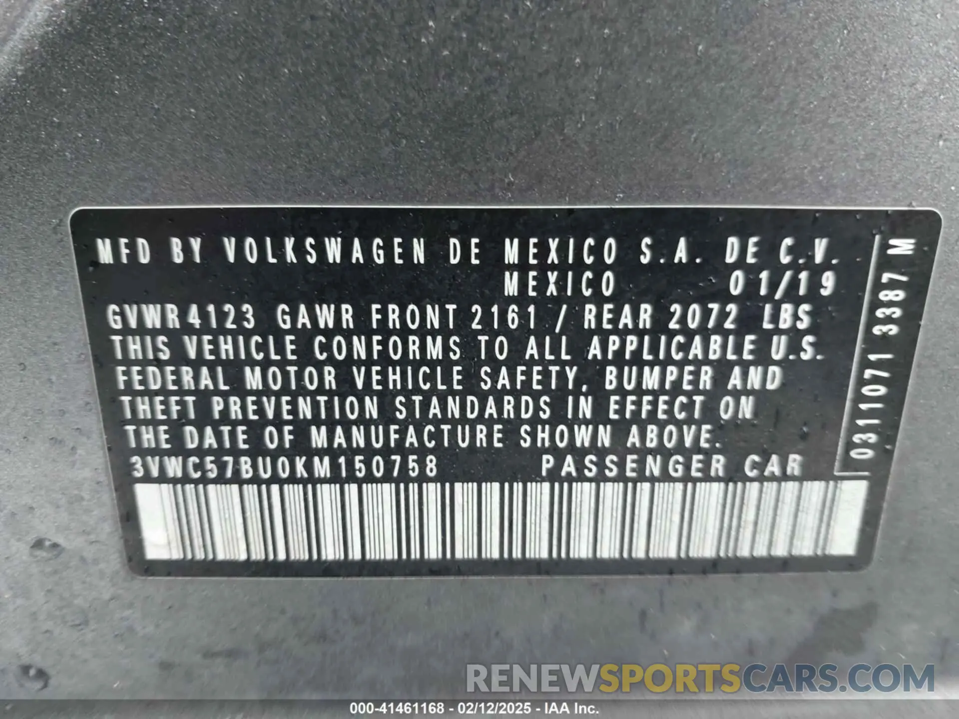 9 fotografías del automóvil dañado 3VWC57BU0KM150758 VOLKSWAGEN JETTA 2019