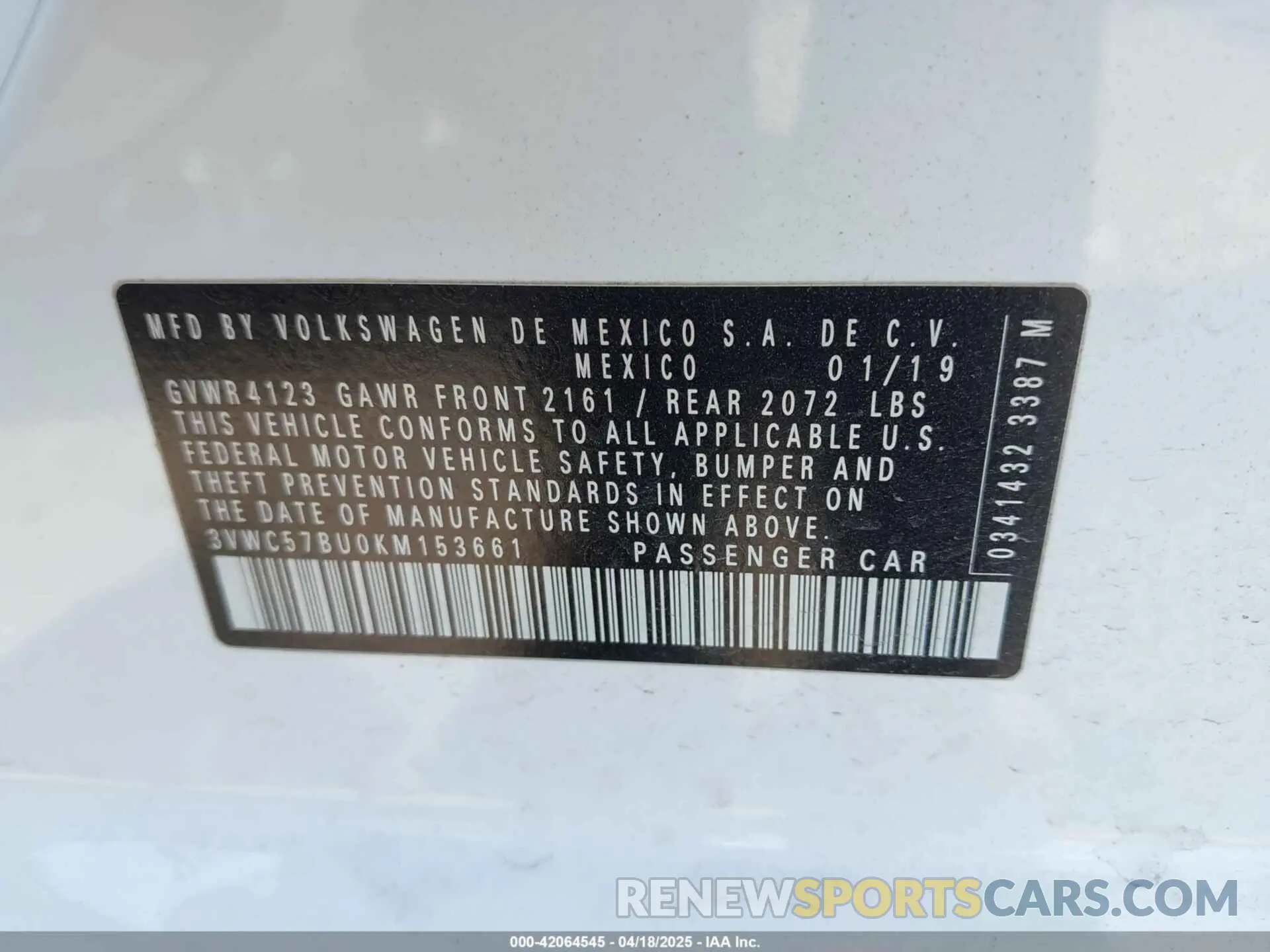 9 fotografías del automóvil dañado 3VWC57BU0KM153661 VOLKSWAGEN JETTA 2019