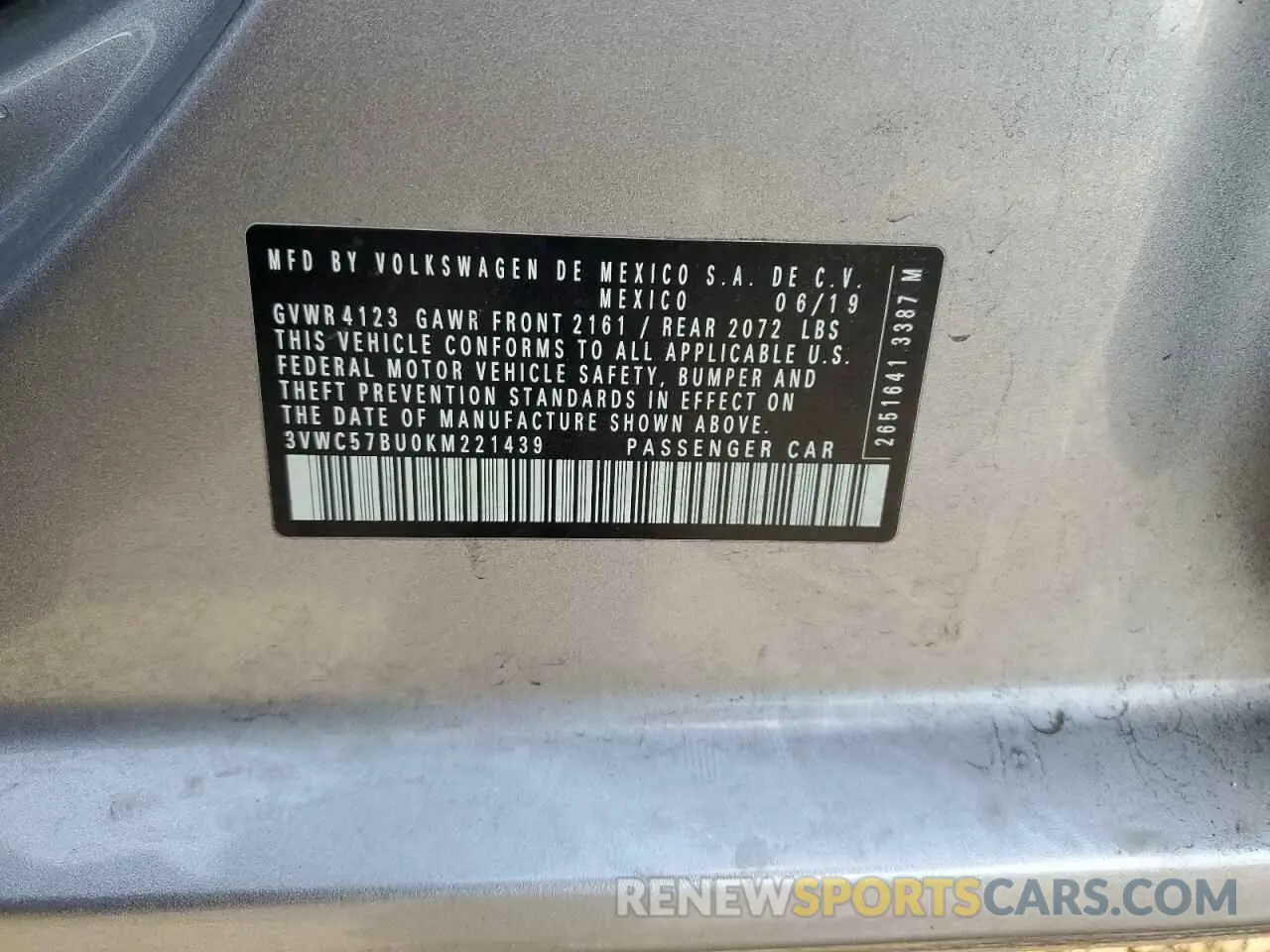 12 fotografías del automóvil dañado 3VWC57BU0KM221439 VOLKSWAGEN JETTA 2019