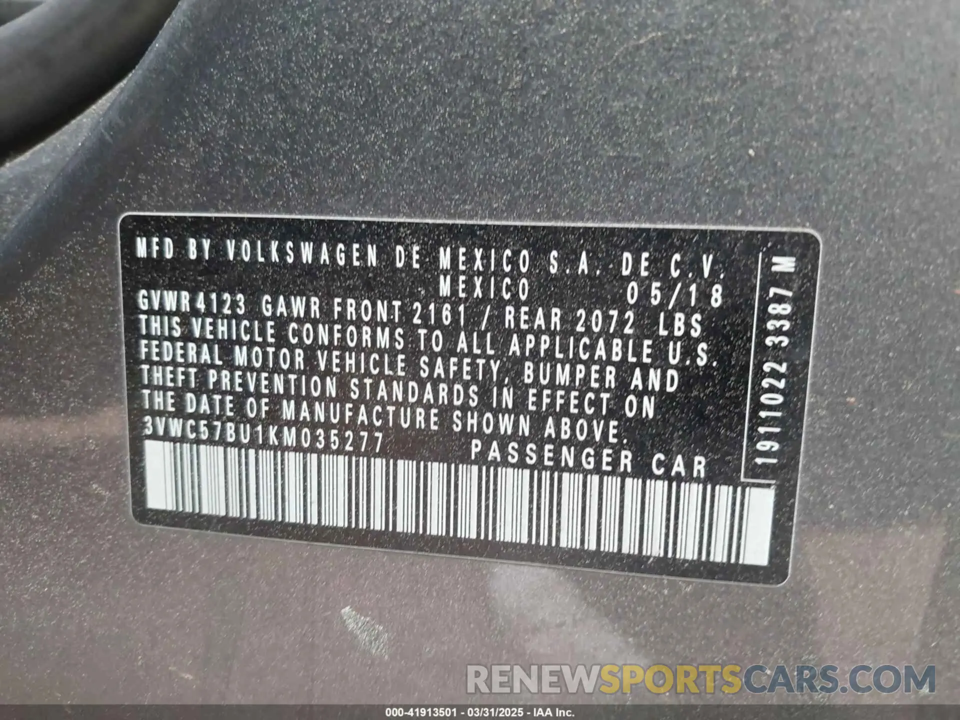 9 fotografías del automóvil dañado 3VWC57BU1KM035277 VOLKSWAGEN JETTA 2019