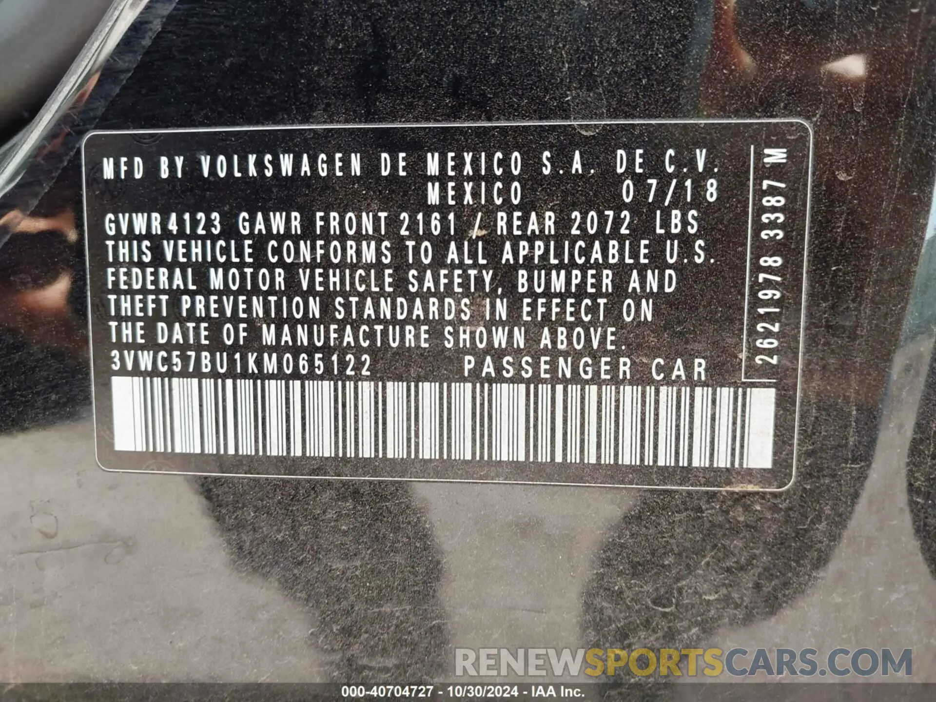 9 fotografías del automóvil dañado 3VWC57BU1KM065122 VOLKSWAGEN JETTA 2019
