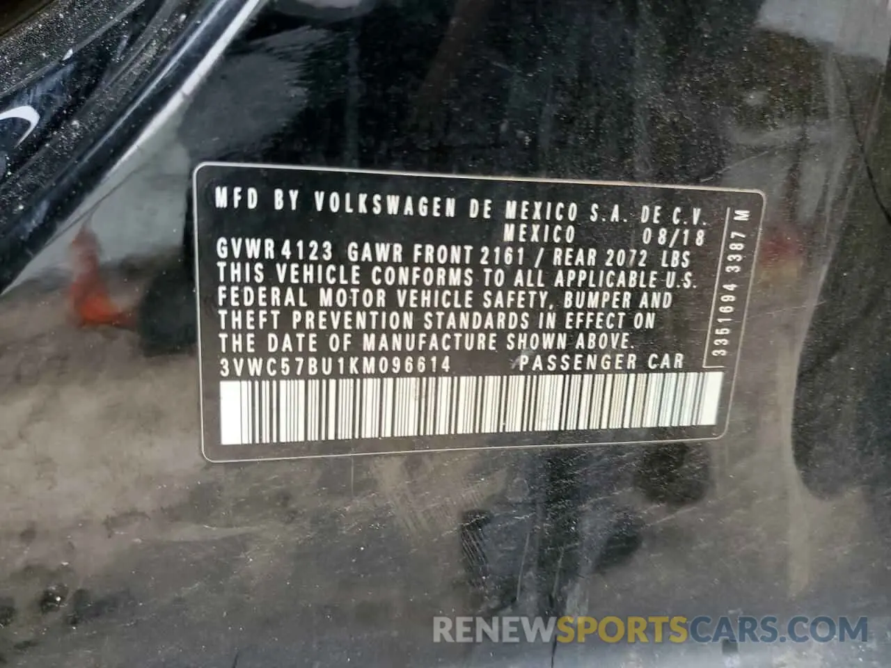 12 fotografías del automóvil dañado 3VWC57BU1KM096614 VOLKSWAGEN JETTA 2019